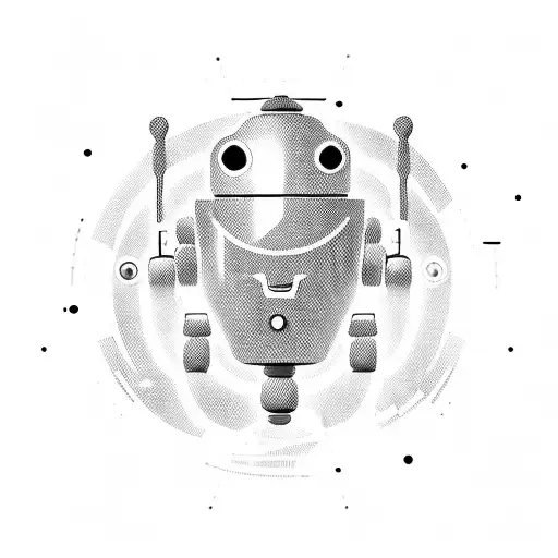 A futuristic robot swimming underwater with technology-themed elements tattoo design idea