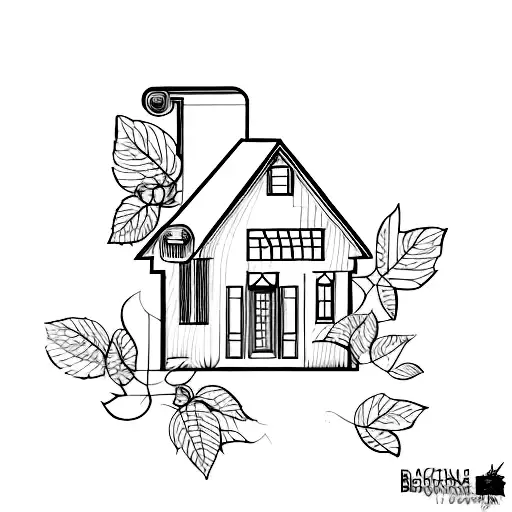 Blueprint of a new house with vines growing around it tattoo design idea