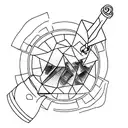 A glass of wine with a construction crane reflected in it tattoo design idea