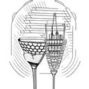 A glass of wine with a construction crane reflected in it tattoo design idea