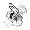 A glass of wine with a construction crane reflected in it tattoo design idea