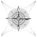 A detailed blackwork tattoo of a compass with a world map in the background, representing the client's love for travel and exploration. tattoo design idea