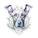 weimaraner con arreglo de flores tattoo design idea