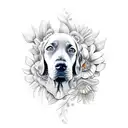 perro weimaraner con flores tattoo design idea