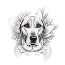 perro weimaraner con flores tattoo design idea