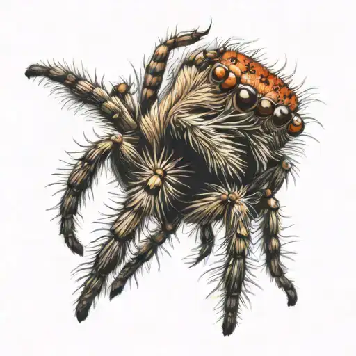 tan jumping spider tattoo design idea