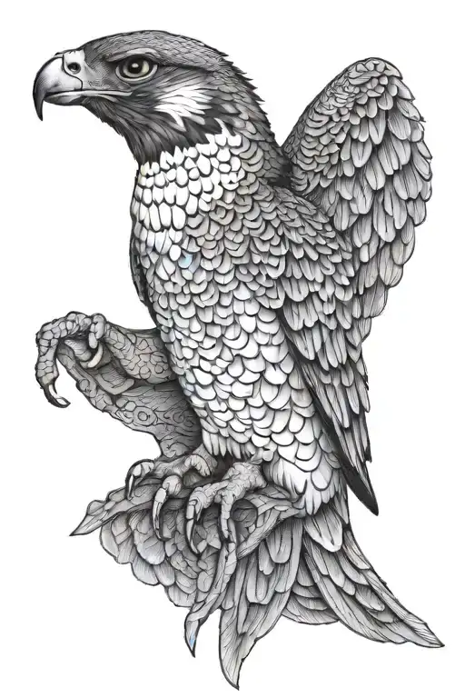 peregrine falcon human body samurai tattoo design idea