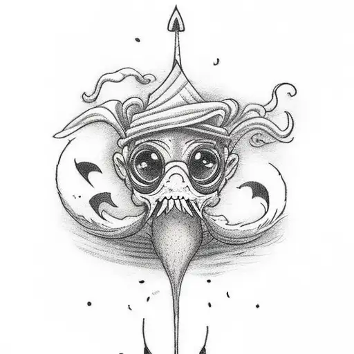 I need a small fine line tattoo that represents "surf and turf". this should be a man on a surfboard with turf/grass tattoo design idea