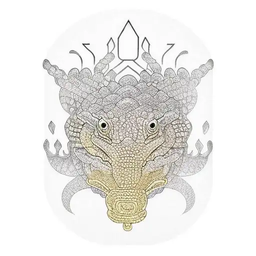 golden shelled alligator  tattoo design idea