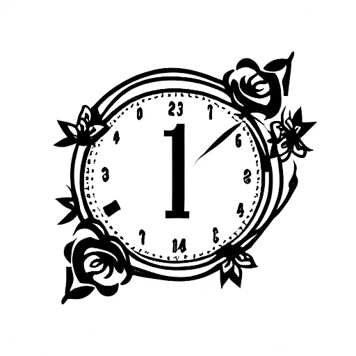 number 14 in Roman numerals with flowers tattoo design idea