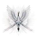 crane with wings flying tattoo design idea