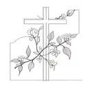 simple cross with a lilac vine tattoo design idea