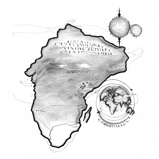 African continent outline with southern cross star constilation  tattoo design idea