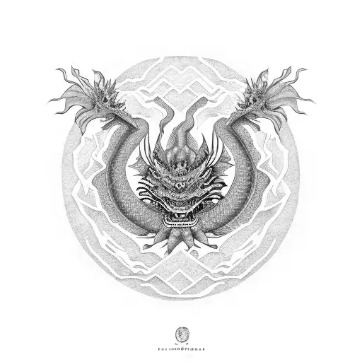 japanese dragon with filipino tribal patterns  tattoo design idea