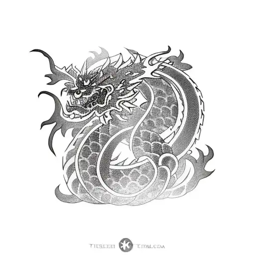 tattoo sleeve of japanese dragon with filipino tribal patterns  tattoo design idea