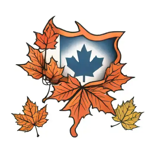 canadian flag with maple leaf in middle  tattoo design idea