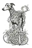greyhound surrounded tattoo design idea