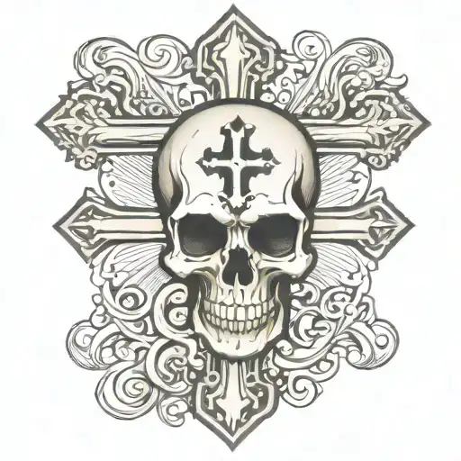 cross with skull  tattoo design idea
