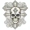 cross with skull  tattoo design idea