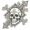 cross with skull  tattoo design idea