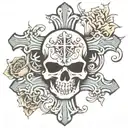 cross with skull  tattoo design idea