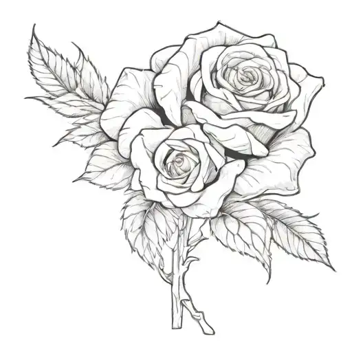 Rose stem 'Live Forever' written inside tattoo design idea