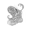 Horizontal fine line tattoo that signifies connection and includes waves and leaves tattoo design idea