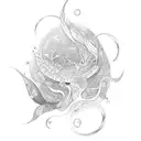 Horizontal fine line tattoo that signifies connection, the ocean, feminine, and includes leaves tattoo design idea