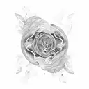 Horizontal fine line tattoo that signifies connection, the ocean, feminine, and includes leaves tattoo design idea