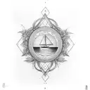 Horizontal fine line tattoo that signifies connection, the ocean, feminine, and includes leaves tattoo design idea