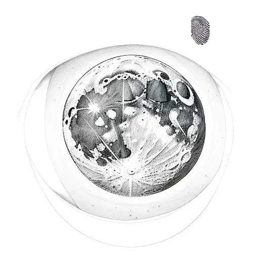 moon and fingerprint tattoo design idea