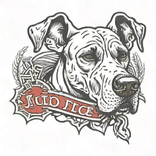 A traditional style tattoo of a Great Dane wearing a jiu jitsu gi and a police badge around its neck tattoo design idea