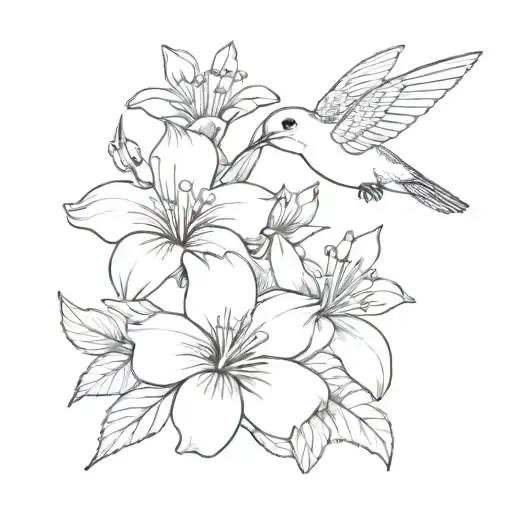 September, October, January birth flower bouquet with small hummingbird tattoo design idea