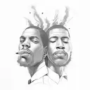 Black guy and white guy passing a blunt (only they forearm are Showing)  tattoo design idea