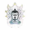 Buddhist inspired tattoo with a cyber security twist, featuring a digitalized unalome design tattoo design idea