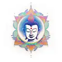 Buddhist inspired tattoo with a cyber security twist, featuring a digitalized unalome design tattoo design idea