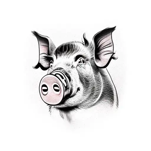 Pig with human gace tattoo design idea
