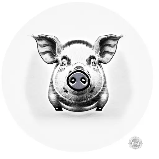 Pig with human face tattoo design idea