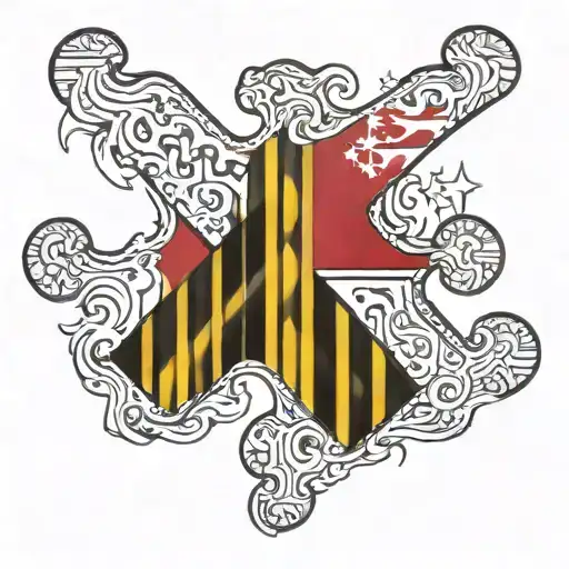 maryland flag behind a puzzle piece  tattoo design idea