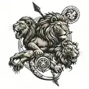 a lion, capricorn and an archer. black tattoo design tattoo design idea