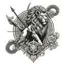 a lion, capricorn and an archer. black tattoo design tattoo design idea