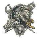 a lion, capricorn and an archer. black tattoo design tattoo design idea
