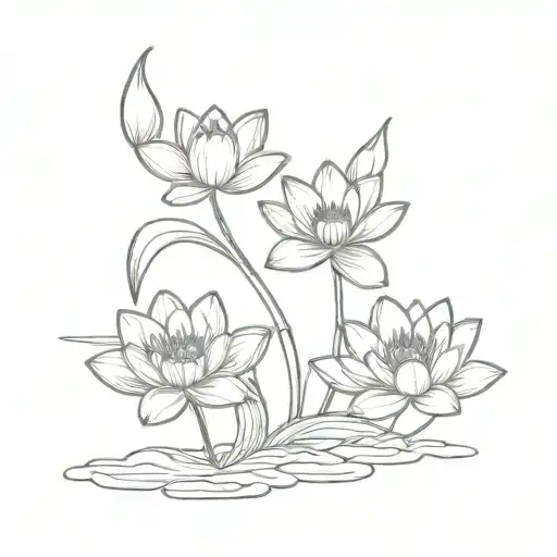 lakspur and waterlily flower tattoo tattoo design idea