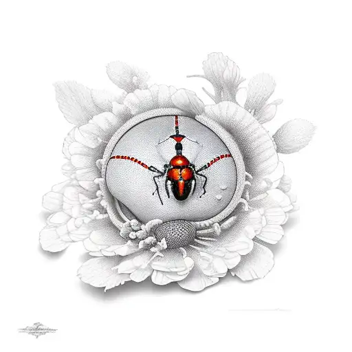 amour impossible entre une araigné et une coccinelle tattoo design idea