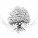 tree with roots in hell, rising from ashes to heaven tattoo design idea