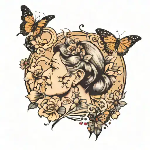 Grandmas Keeper with butterflies flying tattoo design idea