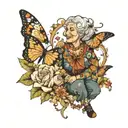 Grandmas Keeper with butterflies flying tattoo design idea
