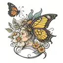 Grandmas Keeper with butterflies flying tattoo design idea