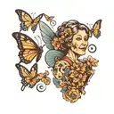 Grandmas Keeper with butterflies flying tattoo design idea