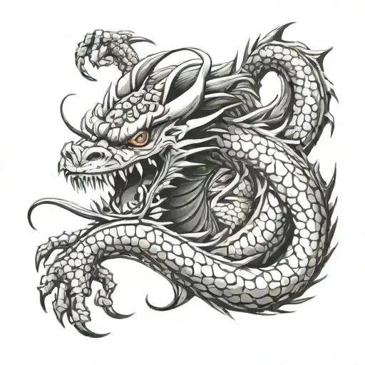 kaizen worded out with a dragon from dbz dragon goin tattoo design idea